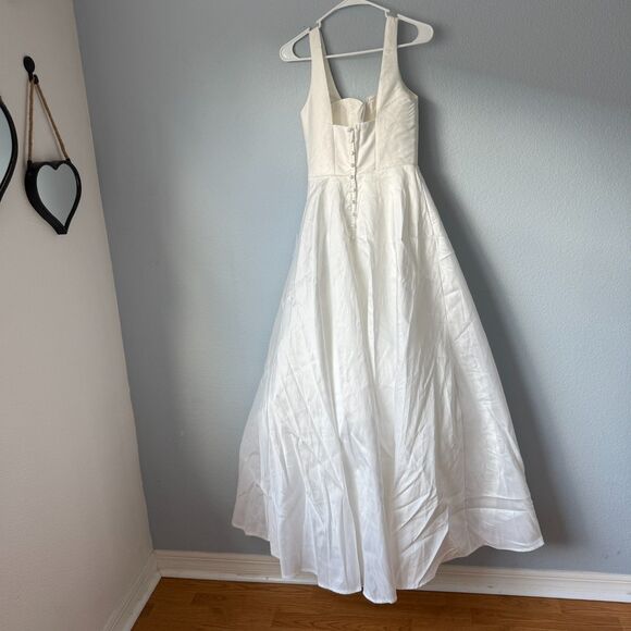 Lulus Modern Affection White Taffeta Pleated Sleeveless Maxi Dress Size XS - Picture 4 of 11